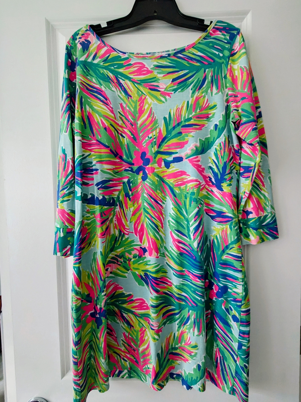 Lilly Pulitzer Multicolor Palm-Print Shift Dress — Aqua, Pink, Green